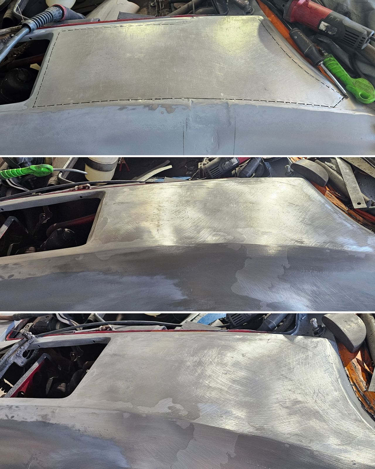 Metal work at Santi's Classic Cars